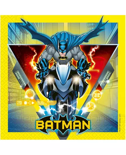 20 Serviettes en papier Batman™ jaunes 33 x 33 cm