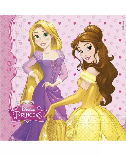 20 Serviettes en papier Princesses Disney™ cœurs 33 x 33 cm