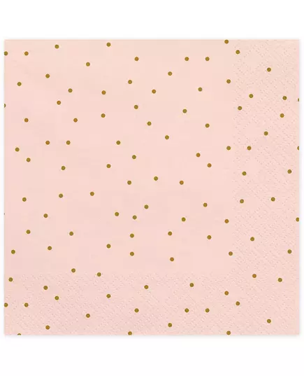 20 lichtroze papieren servetten met gouden stippen 33 x 33 cm