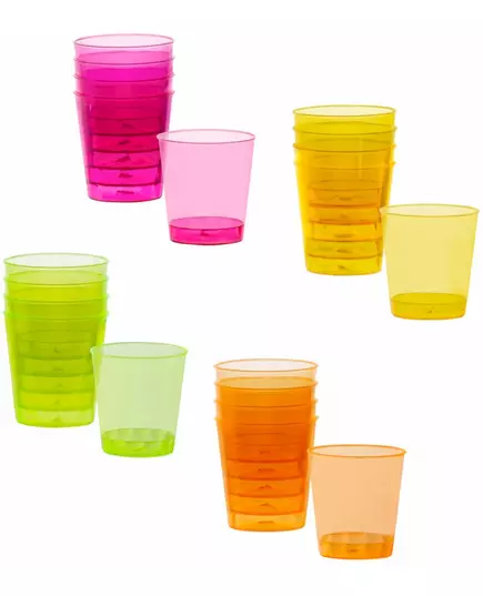 20 Verres shots en plastique multicolores