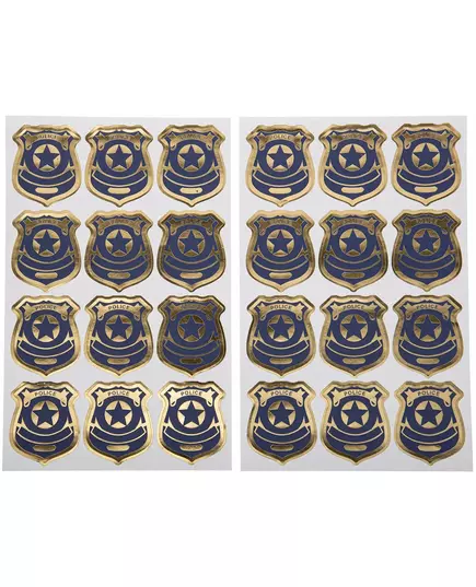 24 Stickers badge de police marine et or 4 cm