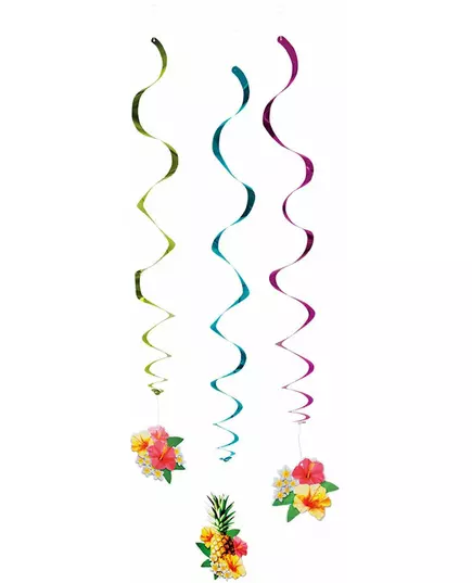 3 Décorations à suspendre Hawaii party 60 cm