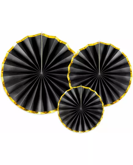 3 Rosaces en carton noir et or 23, 32 et 40 cm