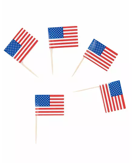 30 Pics drapeaux USA 6 cm