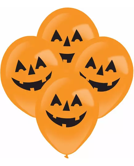 4 LED ballonnen pompoen Halloween 27,5 cm