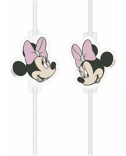 4 Pailles médaillon en carton visage Minnie™