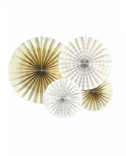 4 Rosaces décoratives en papier blanches et dorées 23, 32, 40 cm