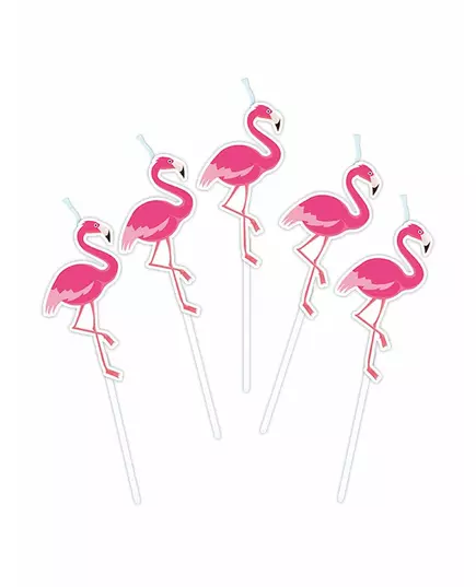 5 Bougies sur pics flamingo party 3 cm