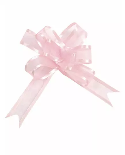 5 Mini roze organdie strikjes 16 mm