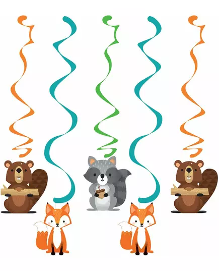 5 pendentifs en spirale représentant des animaux de la forêt, de 76 et 99 cm
