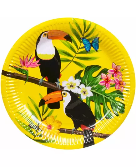10 Gele toekan papieren bordjes 23 cm