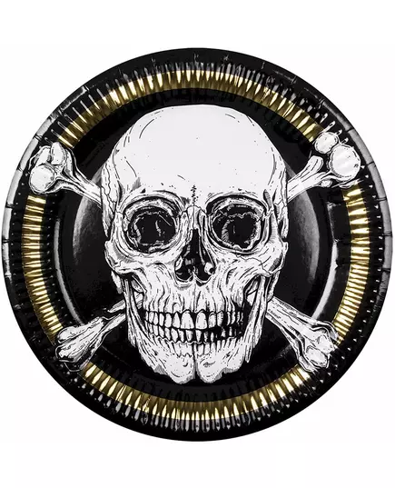 10 Assiettes en carton Pirate Jolly Roger 23 cm