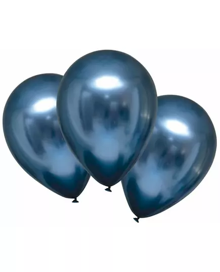 6 Marineblauwe satijnen latex ballonnen 28 cm