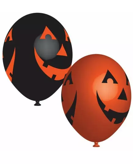 6 Ballons en latex citrouilles souriantes 27 cm