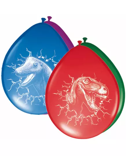 6 veelkleurige latex dinosaurus ballonnen