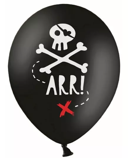6 Ballons en latex fête de pirate noirs 30 cm