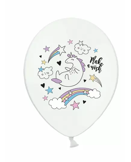 6 Ballons en latex licorne blanche 30 cm