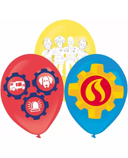 6 latex ballonnen Sam de brandweerman™ 27,5 cm
