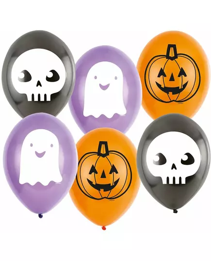 6 Ballons latex Halloween Friends 23 cm