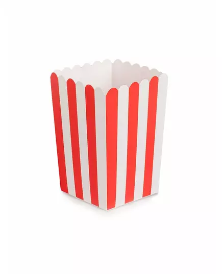 6 rood-witte kartonnen popcorndozen 7 x 12,5 cm