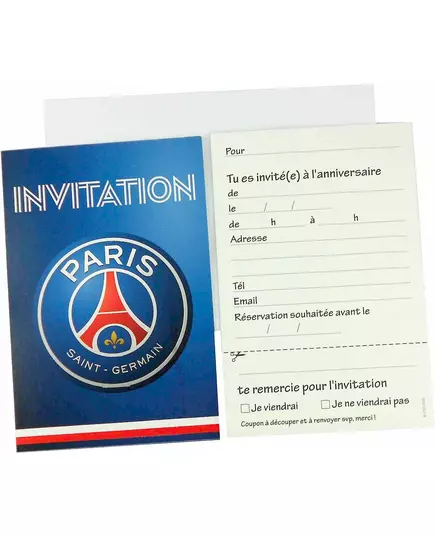 6 Cartes d'invitation + 6 enveloppes PSG™ 12 x 16.5 cm