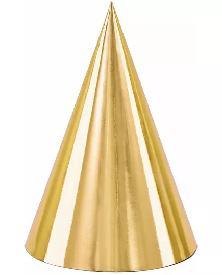 6 Chapeaux de fête en carton dorés 16 cm