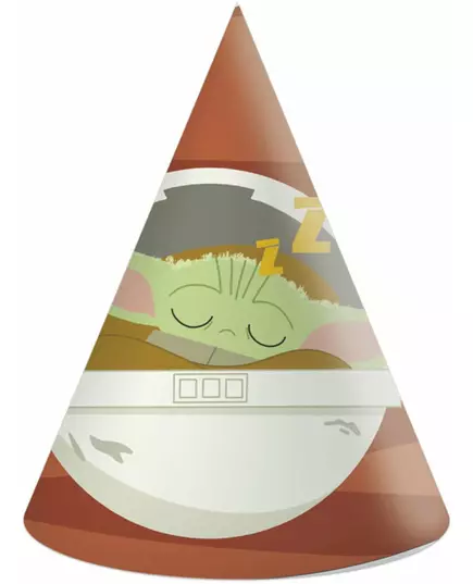 6 Chapeaux de fête en carton bébé Yoda The Mandalorian™