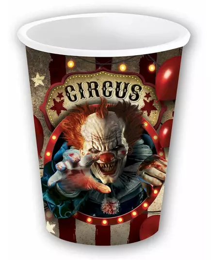 6 kartonnen bekers Halloweenclown 240 ml
