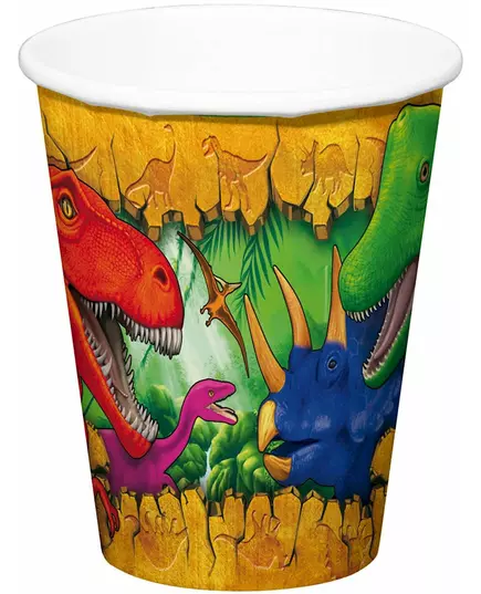 6 Gobelets en carton Dinosaures 250 ml