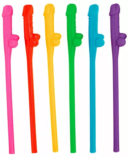 6 veelkleurige ondeugende rietjes