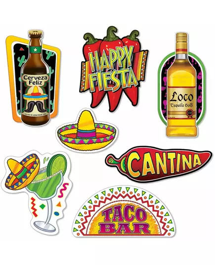7 kartonnen Mexicaanse Fiesta cutouts
