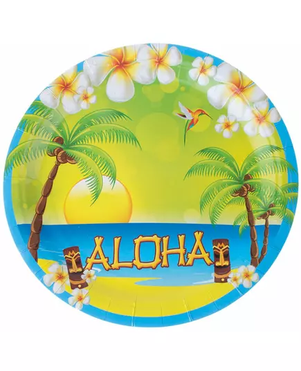 8 Assiettes en carton Aloha 23 cm