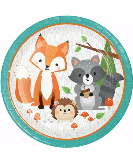 8 assiettes en papier animaux de la forêt 23 cm