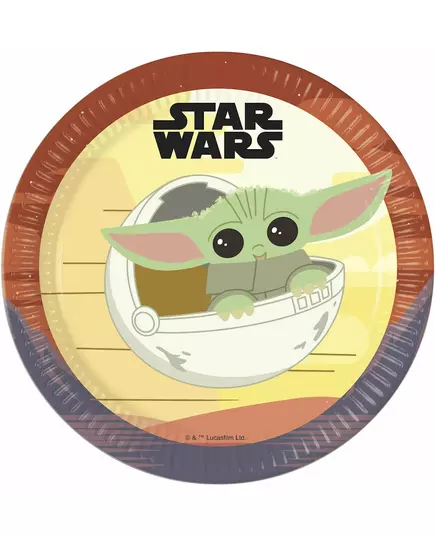 8 Baby Yoda The Mandalorian™ papieren bordjes 23 cm