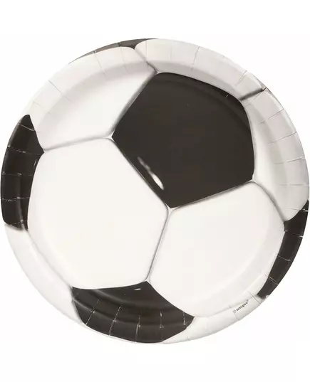 8 assiettes en carton en forme de ballon de football de 23 cm