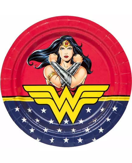 8 Assiettes en carton Wonder Woman™ 23 cm