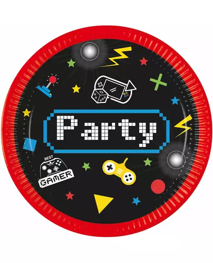 8 Assiettes en carton Gaming Party 23 cm