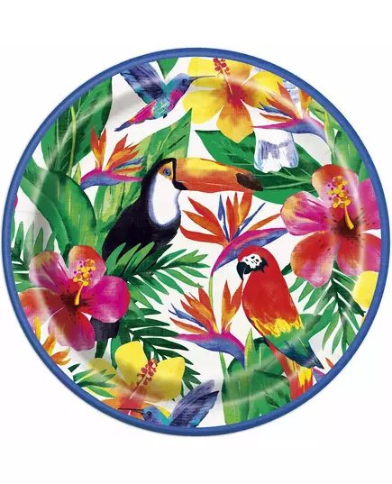 8 Assiettes en carton Palm Tropical Luau 23 cm