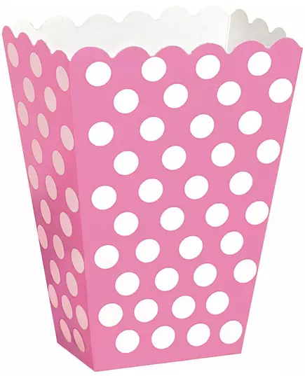 8 Roze popcorndozen met witte stippen