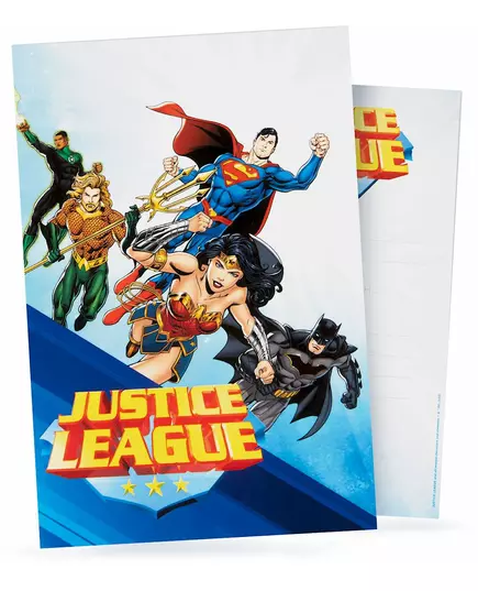 8 Justice League™ uitnodigingen 10x16cm