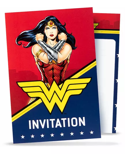 8 Wonder Woman™ uitnodigingen 10x16cm
