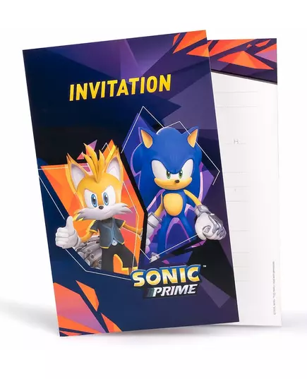 8 Cartes d'invitation Sonic Prime 10 x15 cm