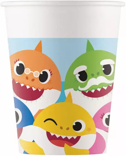 8 Gobelets en carton Baby Shark™ 200 ml