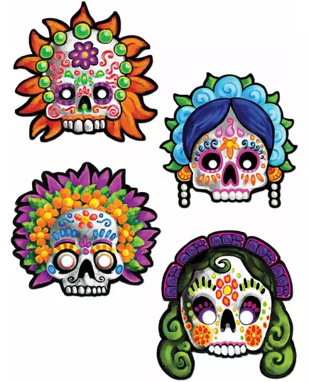 4 decoratieve maskers Dia de los Muertos