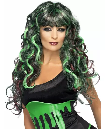 Groene en zwarte zeemeerminpruik voor vrouwen
