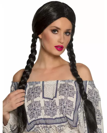 Perruque tresses noires adulte
