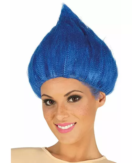 Blauwe troll pruik voor volwassenen