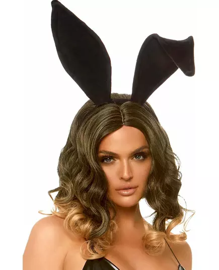 Serre-tête oreilles de lapin luxe articulées noires adulte