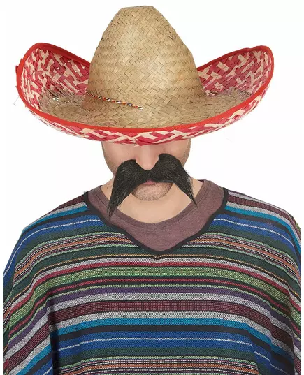 Sombrero Mexicain rouge et paille Adulte