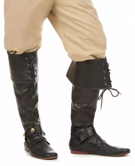 Sur-bottes noire simili cuir lacets et lanière cloutée adulte